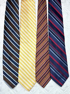 Lot of 4 Vintage 100% Silk Ties Striped Pattern, Y2K Preppy Timeless